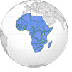 Africa global projection countries marked in PSE blue 1.4x1.4 in
