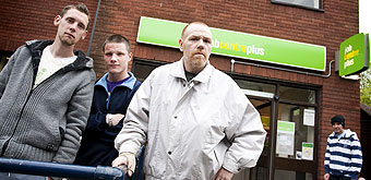 Men outside job centre