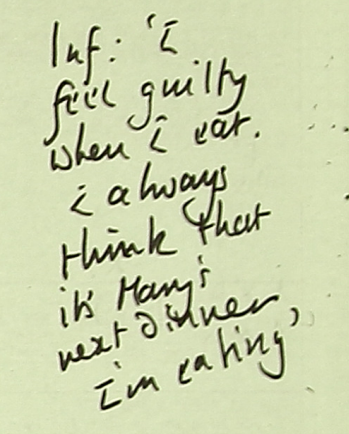 Marginal note with informant worrying that it is Mary's dinner she is eating - 6-36-0329