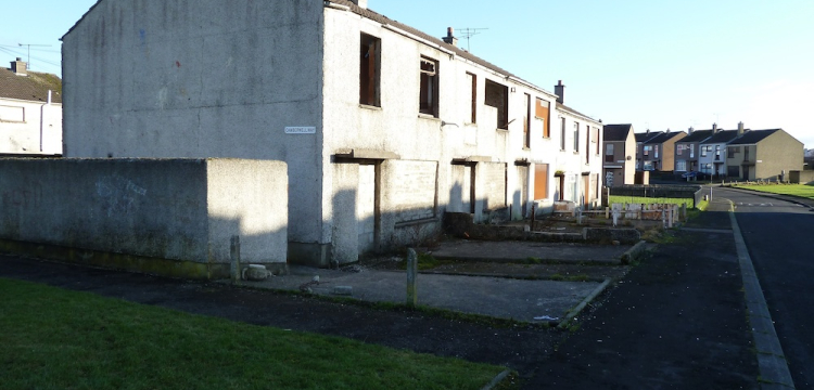 housing estate with row of empty houses 