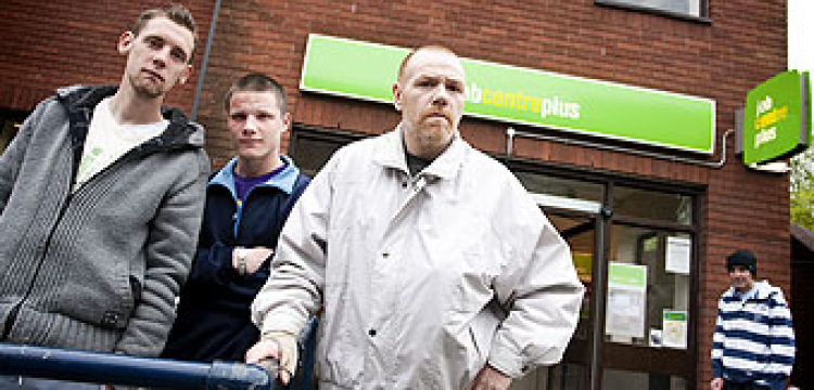 Men outside job centre