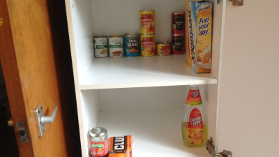 Almost empty food cupboard