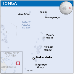 Map showing location of Tonga, Tongapatu and islands