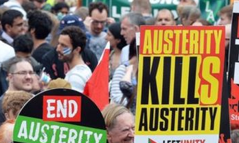 Austerity kills placard fron anti-austerity march, London, June 2015