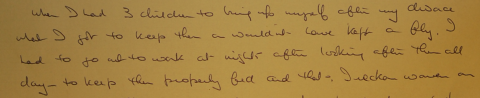 Marginal note that informant felt that after her divorce the money she had wouldn't keep a fly - 7-35-3131